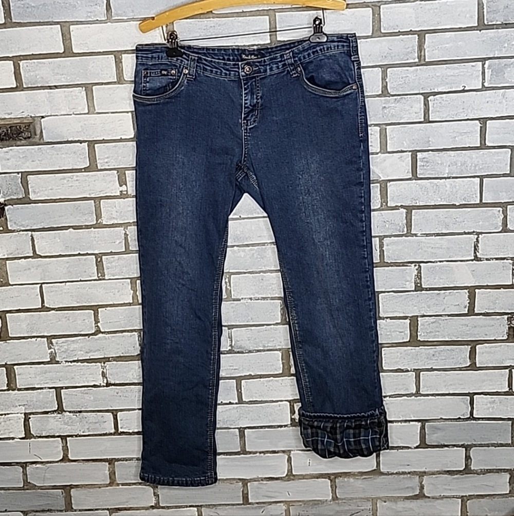 ☆ River & Rose Women's Size 12 Flannel Lined Denim Mid Rise Straight Leg Jeans